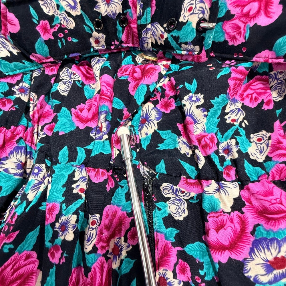 E.D. Michaels Floral Romper 9/10P Multicolor VTG 90s Cottagecore Shoulder Pads - Picture 11 of 15